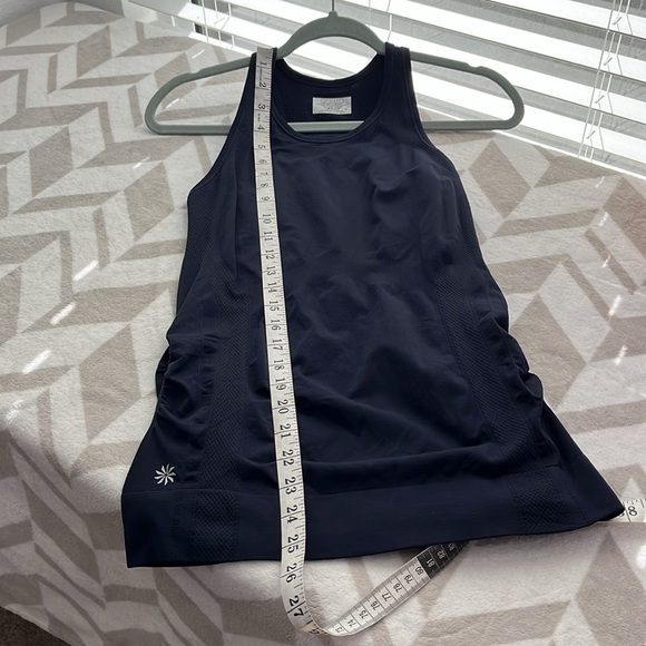 Athleta Finish Fast Racerback Tank Navy Ruched Sides Sleeveless size Small - Picture 10 of 10